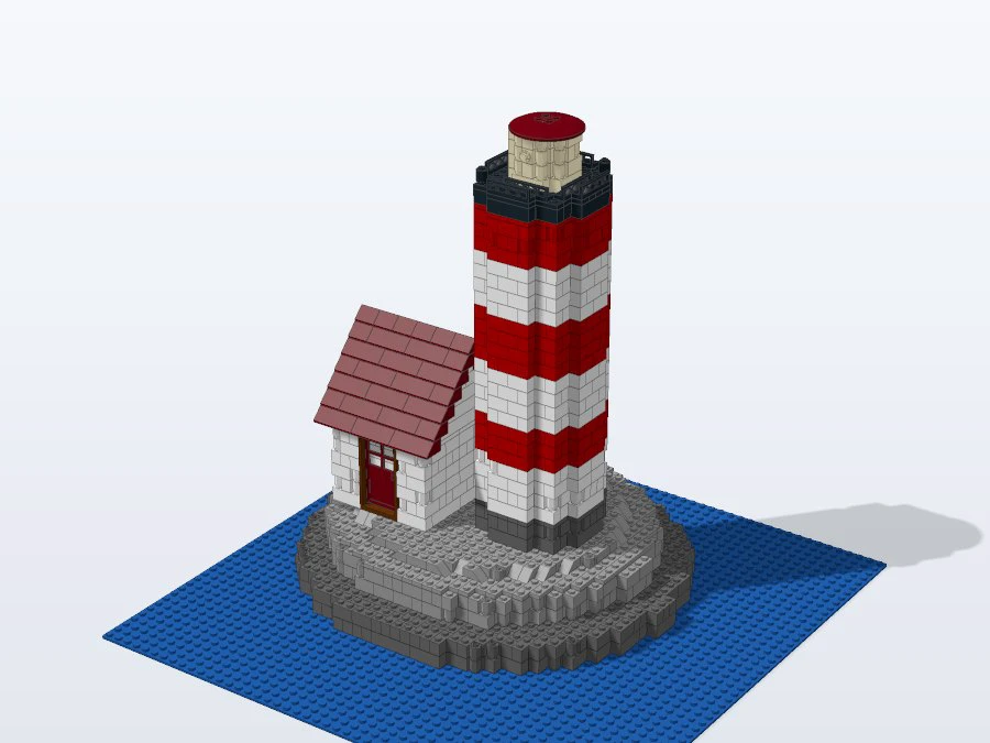Coastal Lighthouse on Rocky Bluff from the front right